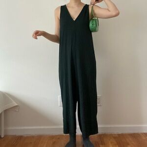 SOLD Zara dark green ribbed v neck jumpsuit